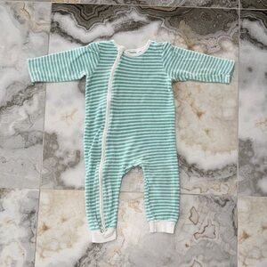 Striped Teal and White Kids One Piece